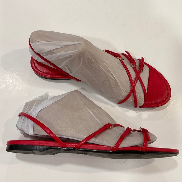ZARA Red Triple Strap Flat Sandal Size 9 EU 40 - Picture 3 of 5